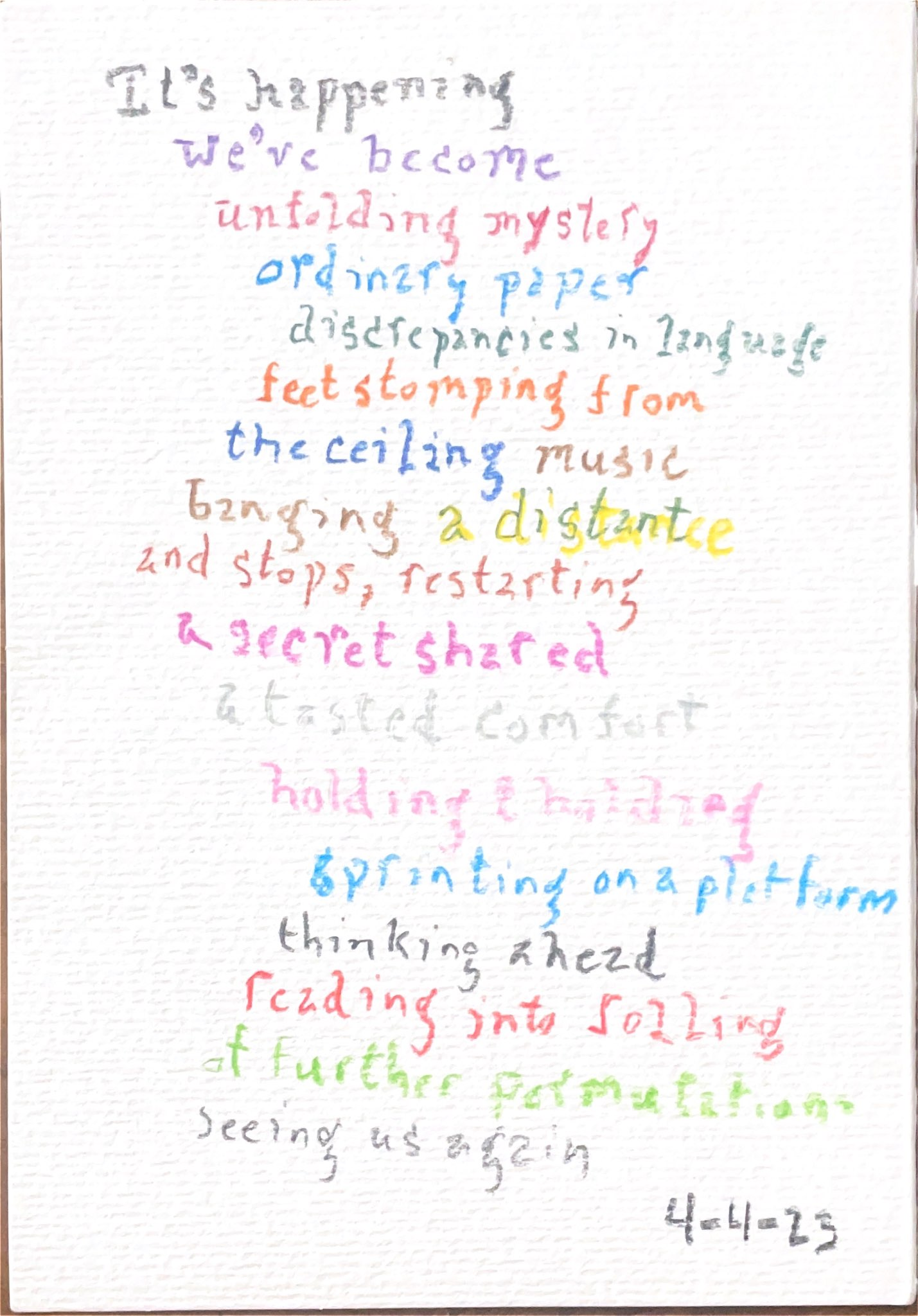 Handwritten postcard poem by edmund berrigan